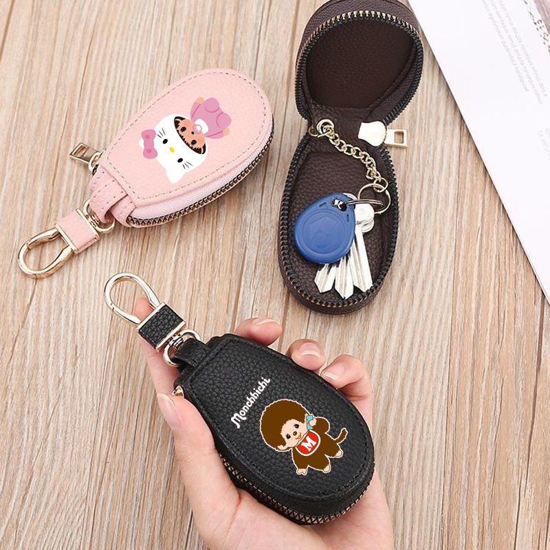 Women'S Key Accessories - 1pcs MONCHHICHI Leather Zipper Key Wallet