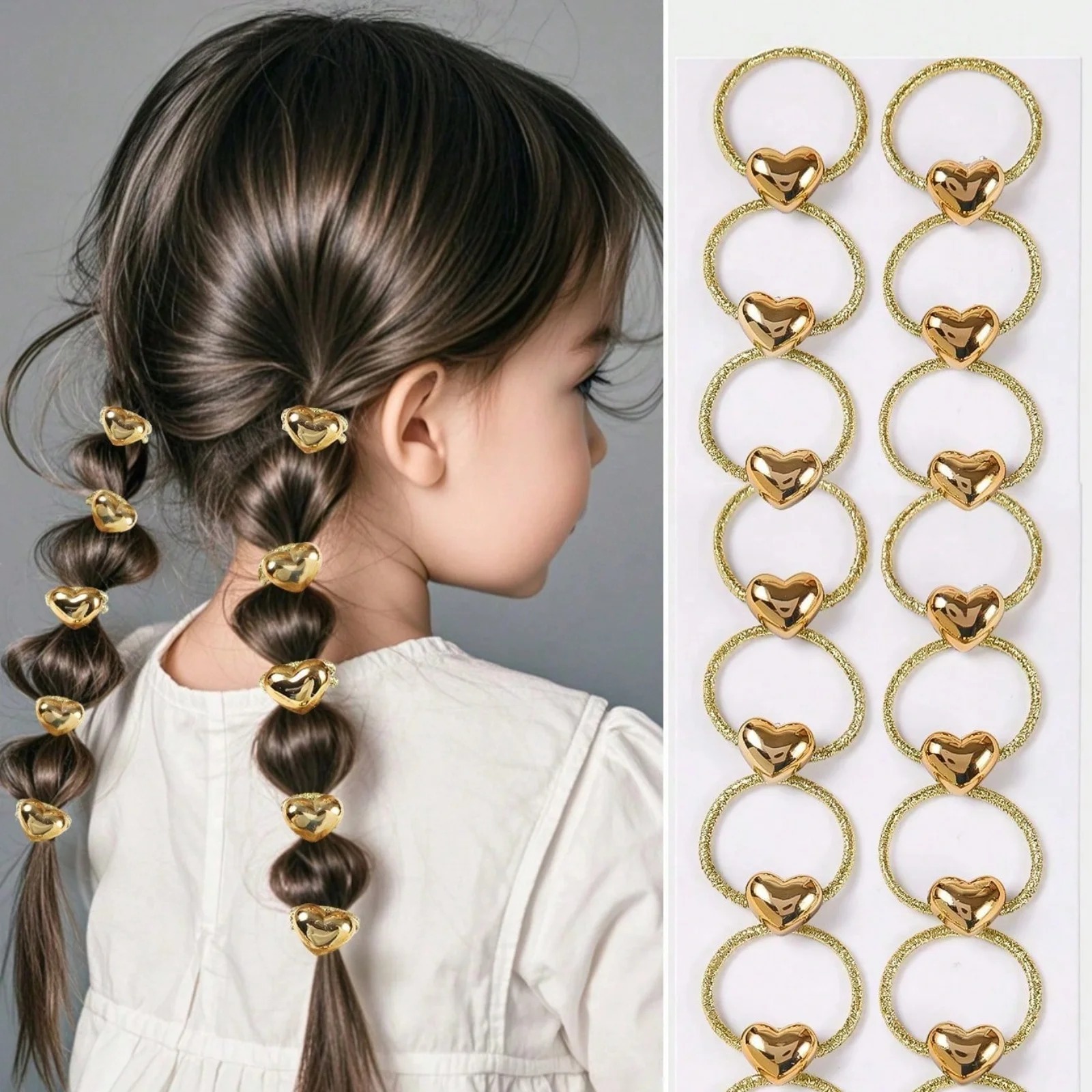10Pcs Gold Heart Hair Rings Se – Wrap Ring Gold recenzja i cena