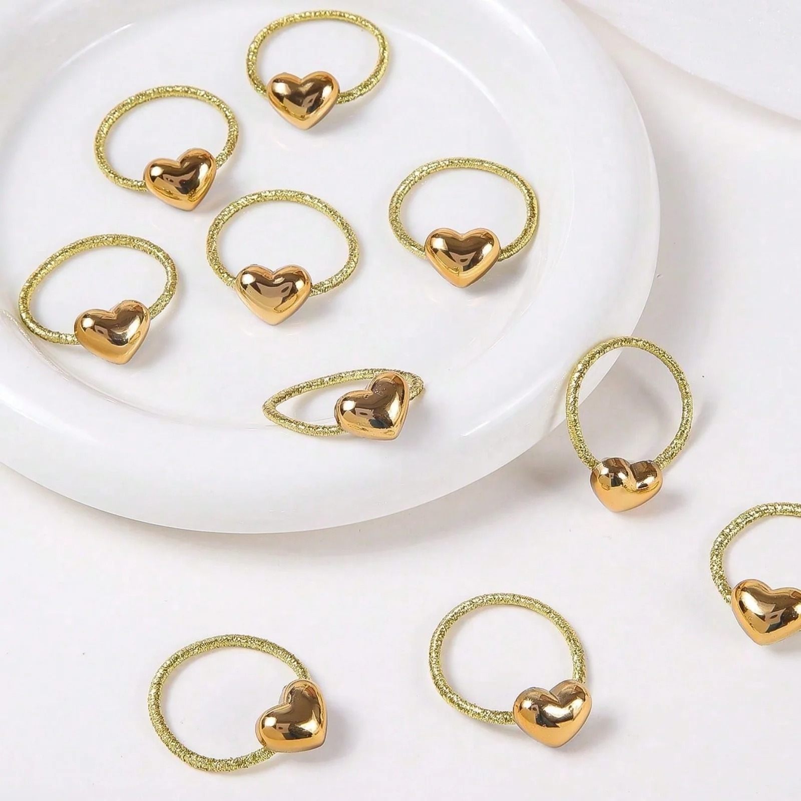 10Pcs Gold Heart Hair Rings Se – Wrap Ring Gold recenzja i cena
