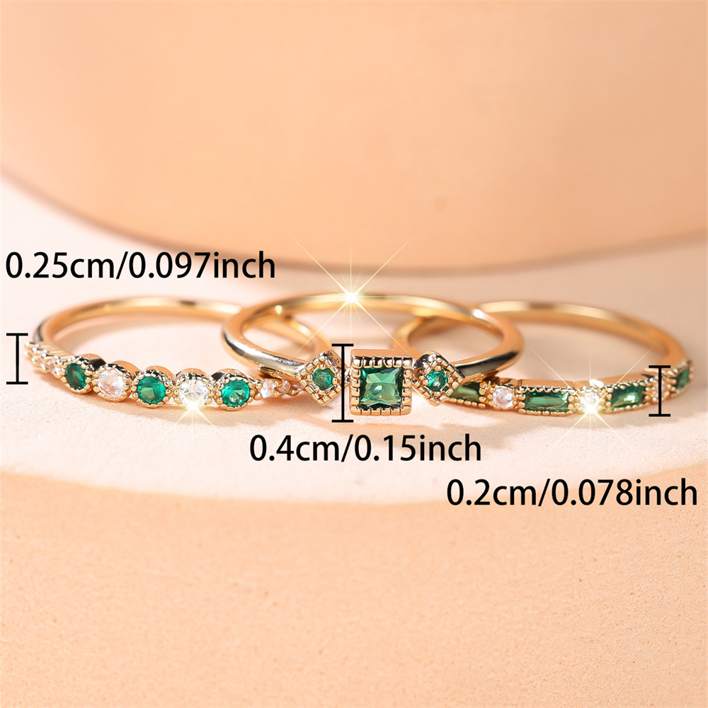 3pcs/Set Geometric Stone Green – Wrap Ring Gold recenzja i cena