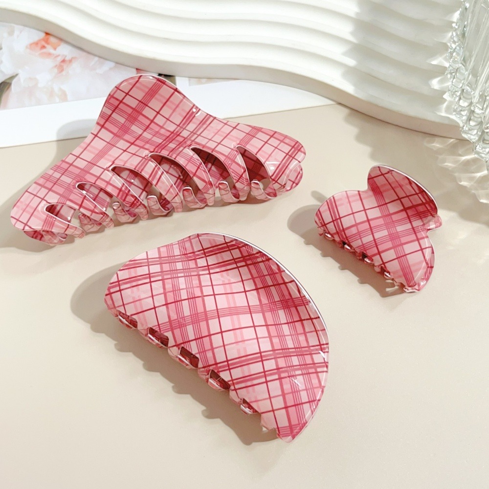 Pink Blue Grid Hair Claw Clips – Women Accessories Online recenzja i cena