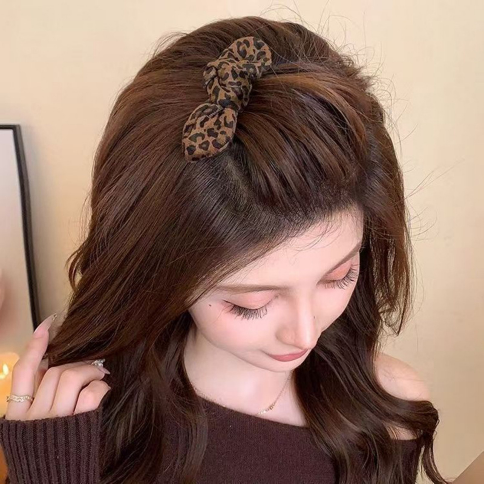 1PCLeopard Print Bow Hair Comb – Women Accessories Trending recenzja i cena