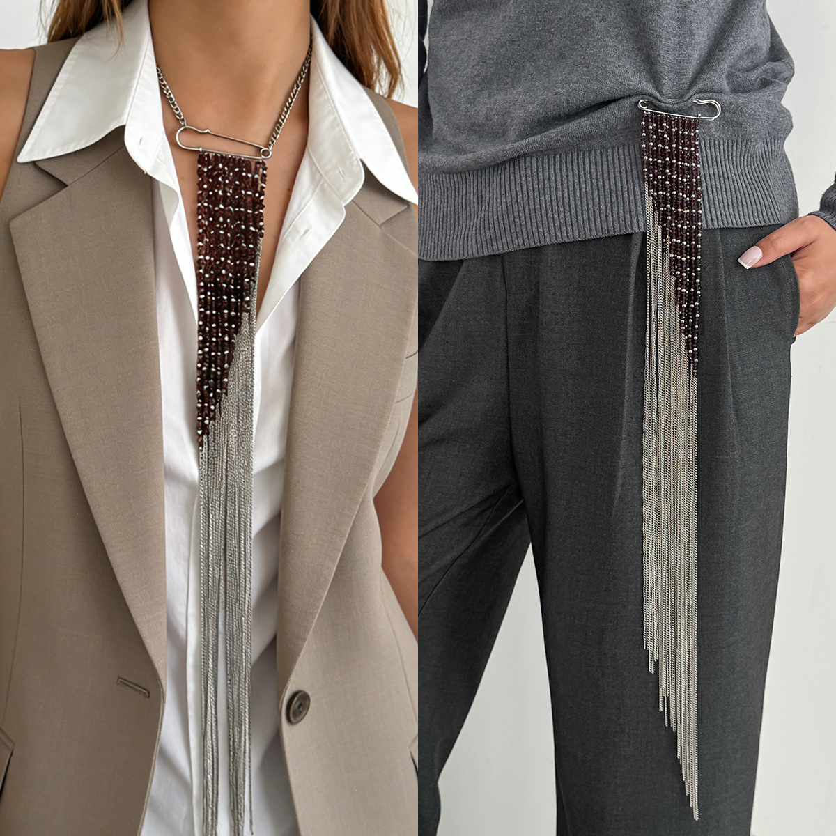 Silver Color Tassel Chain Broo – Women Accessories Trending recenzja i cena